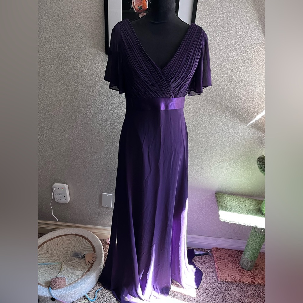 Ever Pretty Deep Purple V-Neck Maxi Dress